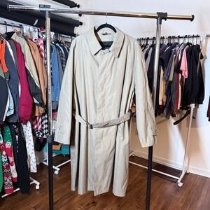 Weatherproof Trench Coat Full Length Beige Microfiber‎ Water Repellent 46R